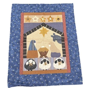 Presepe Natalizio Trapuntato da Parete Fatto a Mano Maria Giuseppe Bambino Gesù 21”x 27” - Foto 1 di 19