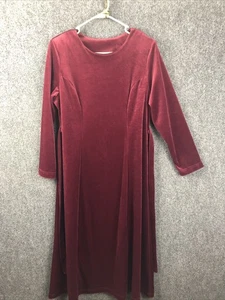 Willow Ridge Red Velvet Dress Women’s Size Large Xl? Vintage Maxi Long Sleeve - Picture 1 of 9