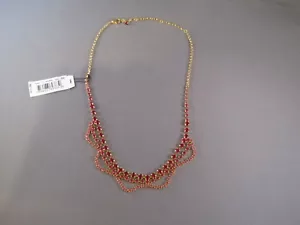 Gallery Design Genuine Austrian Crystal Necklace 18" Gold Tone Red To Pink Stone - Picture 1 of 7