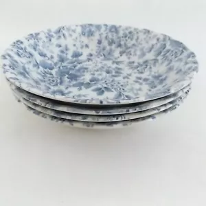 FOUR NIKKO "BLOSSOM TIME ,TEA ROSES" SOUP/CEREAL BOWLS (7 5/8") BLUE FLOWERS - Picture 1 of 3