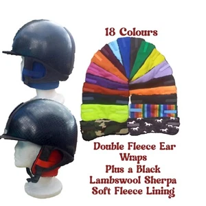 Riding Hat Ear Warmers Fleece with Lambswool Sherpa Lining Muffs Kids, Adults - Picture 1 of 43