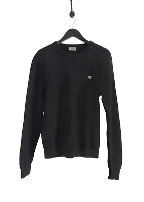 Celine Black Ribbed Wool Triomphe Accent Sweater - MEDIUM Foto 1 de 4