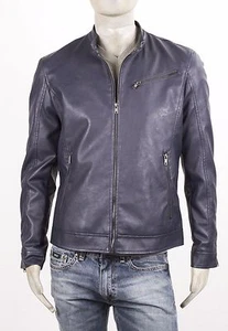 CENSURED BIKER ECO LEDER JACKE BLAU REISSVERSCHLUSS 3 TASCHEN LEICHTES INNENFUTTER - Bild 1 von 13