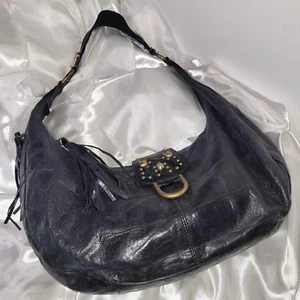 Kate Landry Black Leather Tasseled Handbag - Picture 1 of 16