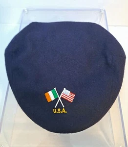 Gorra de periodista de lana SHANDON Irlanda de colección azul taxista Zig Zag plana tweed sombrero de golf - Imagen 1 de 7