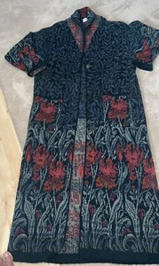 PAST TIMES Pullover Cardigan Jacke S/M Strick Blumen Gobelin Print - Bild 1 von 7