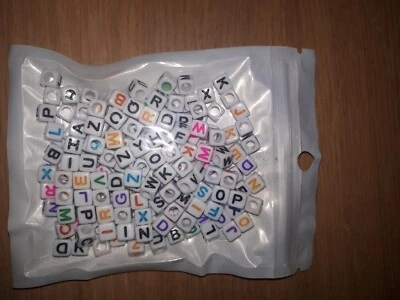 200pcs 6mm white cube alphabet single letter acrylic beads A - Z - Image 1 of 2