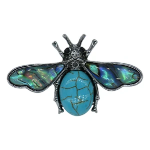 Biene Brosche mit Cabochon Damen Modeschmuck Schmuck Silberfarben - Bild 1 von 3