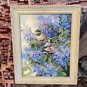 Pinzón Vintage Pintura Por Números Pájaros Golondrinas Lirios Púrpura Casa Núcleo Rosa - Imagen 1 de 9