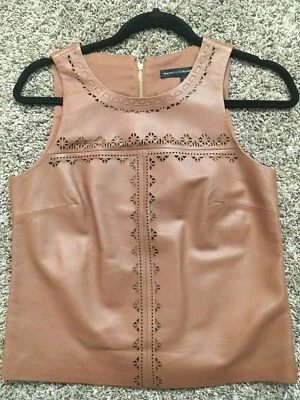 New White House Black Market genuine leather perforated top vest size 0-XS - Image 1 of 4