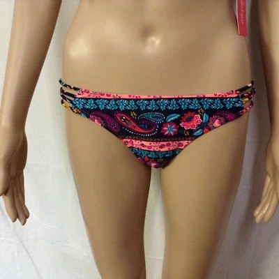 Women's Xhilaration Cheeky Hipster Bikini Navy Floral Paisley Bottom Size S - Image 1 of 3