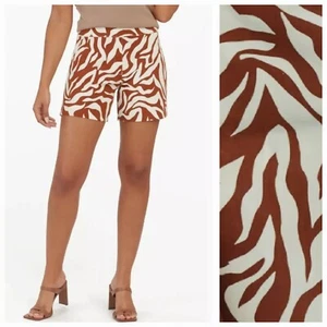 NWT Spanx On the Go Print 6-Inch Shorts Clay Zebra Size XL  - Picture 1 of 11