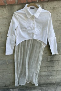 William Okpo Womens L/S Button Up Collard Shirt Dress White Size (6) USED - Picture 1 of 13