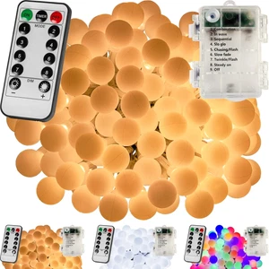 LED Lichterkette Kugel Partylichterkette Deko Innen Außen Timer Batterie IP44 - Bild 1 von 31
