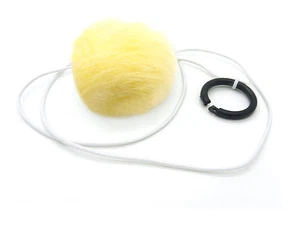Bouncy Ball Rabbit fur String Cat Toy Yellow - Picture 1 of 1