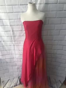 Morgan & Co Prom Dress Sz 7/8 Pink Orange Full Length Poofy Tulle Strapless Gown - Picture 1 of 8