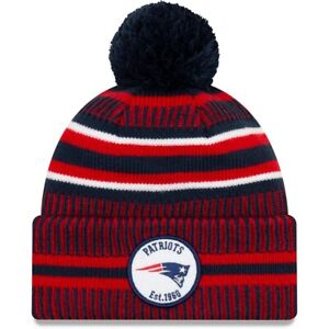 New England Patriots New Era Youth NFL Sideline Home Sport Knit Hat Navy Red