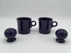 Fiesta Homer Laughlin 10.5oz Round Ring Handle Mug Salt Pepper Shaker Set Plum - Picture 1 of 5
