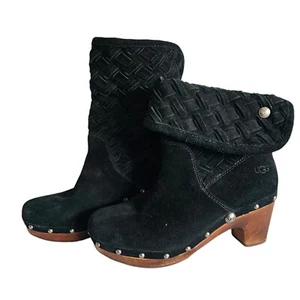 UGG Womens Lynnea Arroyo Suede Clog Boots Black Size 7 Can Be Folded Cottagecore - Picture 1 of 12