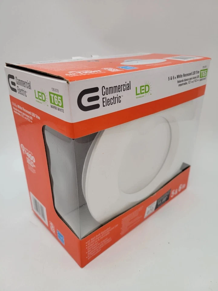 Commercial Electric 5 in & 6 in White Recessed LED Trim With 2700k 90 CRI