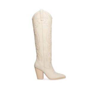 NEW Steve Madden LASSO BONE WHITE LEATHER Size 8 Boot Shoes Cowboy FREE SHIP