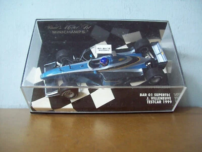 1/43 MINICHAMPS 430 990120 BAR 01 TESTCAR 1999 JACQUES VILLENEUVE SIGNED ON CARD - Image 1 of 4