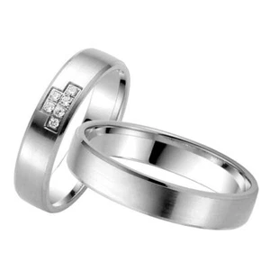 Anillo de boda Rauschmayer 04780 en 585/- oro blanco con brillante 0,06 ct. w/si - Imagen 1 de 2
