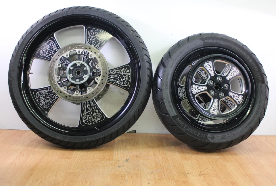 Arlen Ness Laser Engraved Wheels & Metzler Tire For Victory Crossroads Hardball - Image 1 of 4