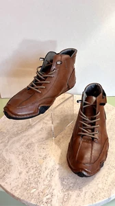 DBeck Men's Brown Leather High Top Hiking Waterproof Sneakers Shoes Size 39 - Picture 1 of 11
