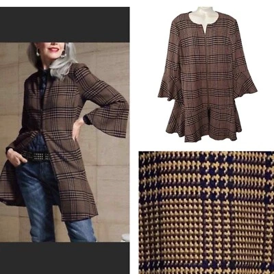 CAbi женщин размер S гончая Tartan волан куртка темно Acadamia стиль 3902 - Изображение 1 из 4