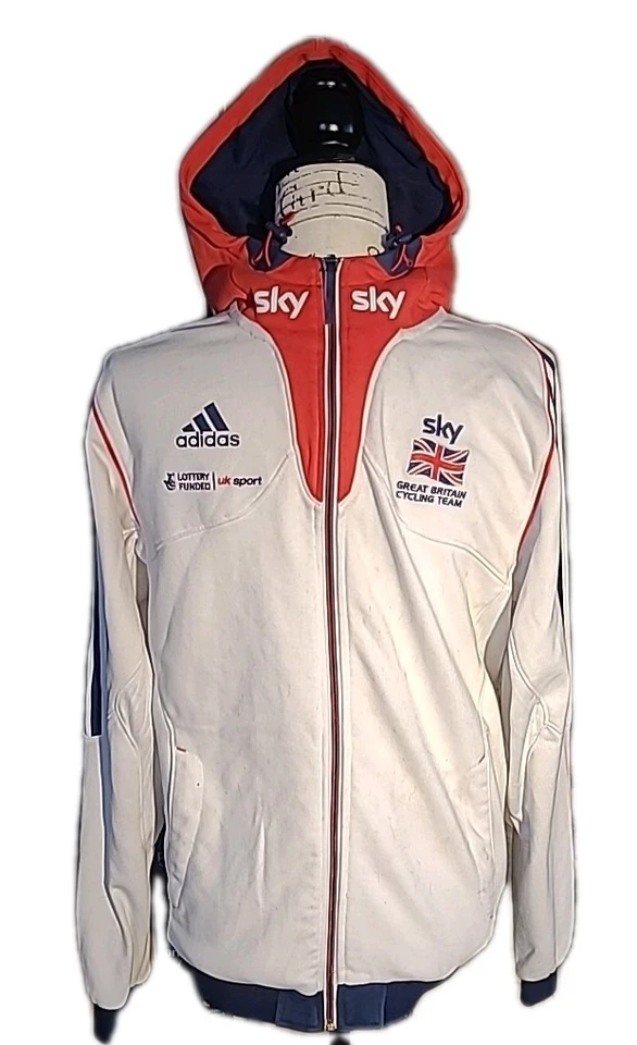 VINTAGE GREAT BRITAIN SKY CYCLING TEAM ADIDAS RED WHITE BLUE PREOWNED GOOD. - Image 1 of 4