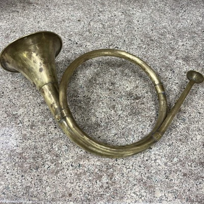 Vintage Brass French Horn Bugle Christmas Wall Hanging Decoration 12" Gold Metal - Image 1 of 4