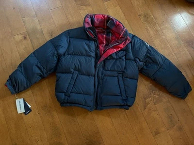 Chaqueta de plumón reversible Nautica años 90 nueva con etiquetas con capucha ~ mediana ~ NUEVA azul marino/a cuadros Foto 1 de 4