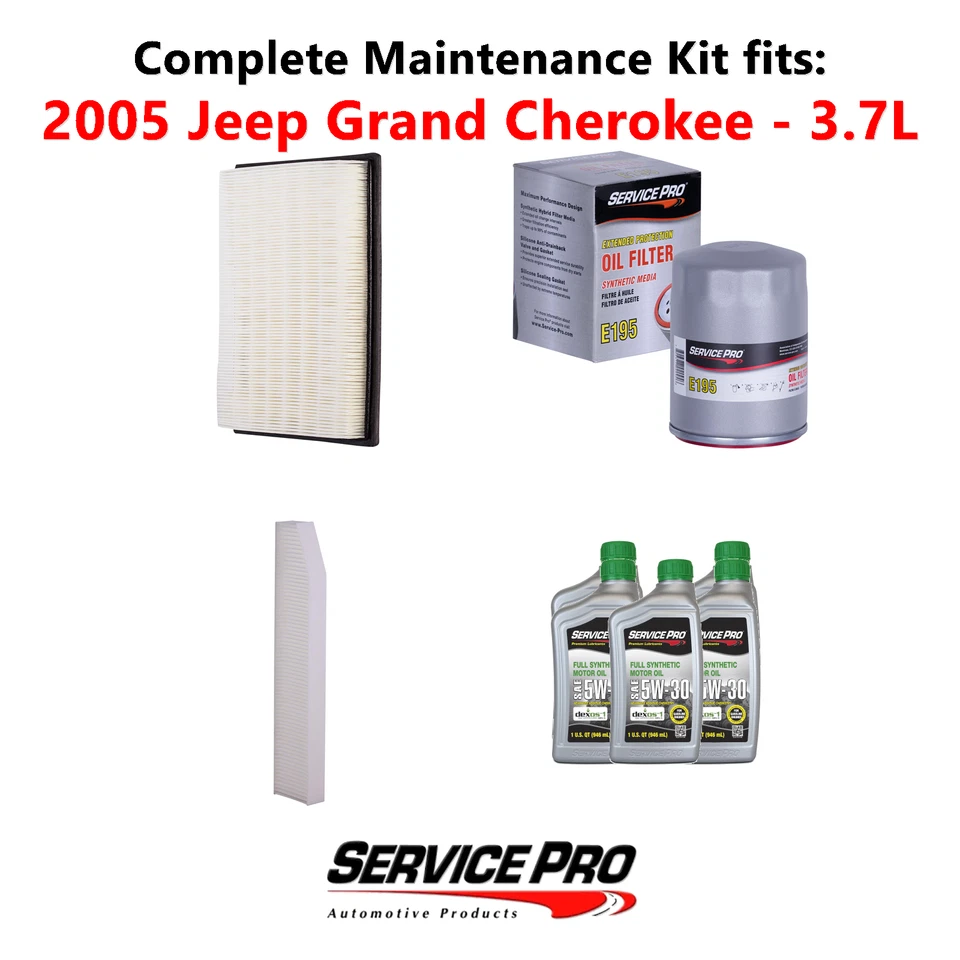 2005 Jeep Grand Cherokee 3.7L Complete Oil, Air & Cabin Filter Kit (5W-30) — 第 1/4 张图片