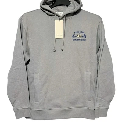 Scotch Soda Amsterdam Men’s Pullover Fleece Graphic Hoodie Gray Size S New - Image 1 of 3