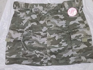 NEW NWT Justice girls 18 camo skirt skort tie belt trendy camouflage green short - Picture 1 of 5
