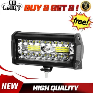 7" LED Work Lights Bar Spot Flood Driving Lamp Offroad Drving 4WD Buy 2 Get 2 - Picture 1 of 12