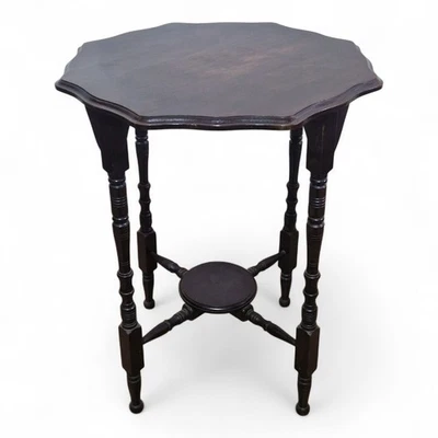 Antique side occasional table Victorian round serpentine pie crust 2 tier table - image 1 of 4