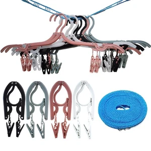 13pcs Travel Clothes Hangers with Clips Folding Cruise Essentials + Clothesline - Picture 1 of 7