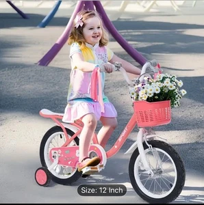 Joystar Kids Bike for Ages 2-12 Years Old, 12” with Training Wheels, Pink - Picture 1 of 6
