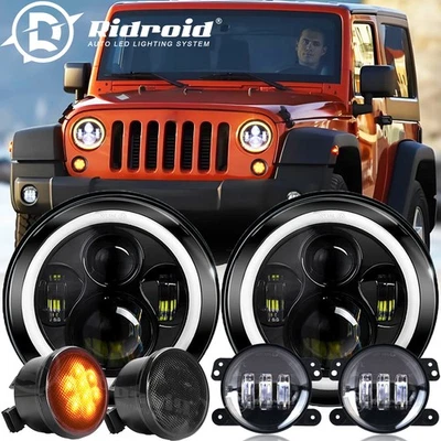 Faros LED más nuevos de 7 pulgadas + luces antiniebla giratorias para Jeep Wrangler JK TJ CJ LJ JL Foto 1 de 4