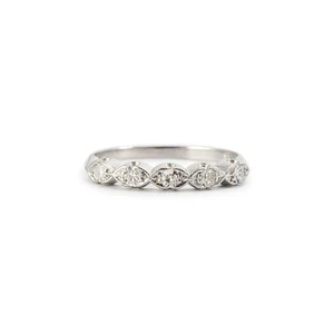 Vintage Platinum Five Single Cut Diamond Half Eternity Wedding Band - Picture 1 of 6
