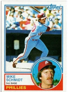 Tarjeta de béisbol Mike Schmidt #300 1983 Topps de los Filis Salón de la fama coleccionable de colección - Imagen 1 de 4