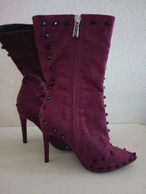 Tacones altos Cape Robbin punta puntiaguda tachuelas aguja borgoña talla 6,5 Foto 1 de 4