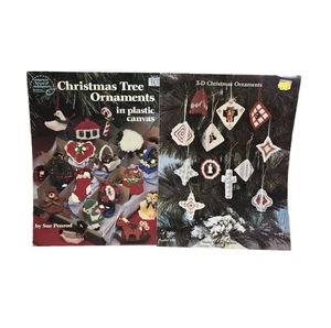 2 Adornos de Árbol de Navidad en Plástico Lienzo Patrón Folletos 3D De Colección 1986 - Imagen 1 de 10
