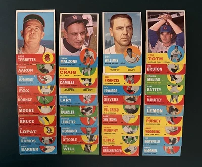 Lote de 40 tarjetas de béisbol Topps 1963, baja calidad Foto 1 de 4