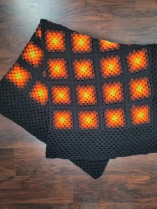 Manta afgana cuadrada vintage hecha a mano Halloween abuela 82x64 - Imagen 1 de 6