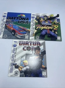 Virtua Cop, Daytona USA, Virtua Fighter 2 Lot Sega Saturn Not For Resale sleeve - Picture 1 of 4