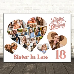 Collage de fotos regalo de cumpleaños número 18 para cuñada 20 fotos impresión o lienzo - Imagen 1 de 4