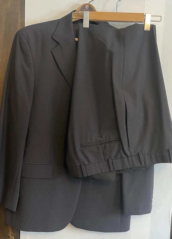 Костюм мужской Brooks Brothers 346 38S черный шерстяной эластичный 2 предмета брюки куртка - Изображение 1 из 4